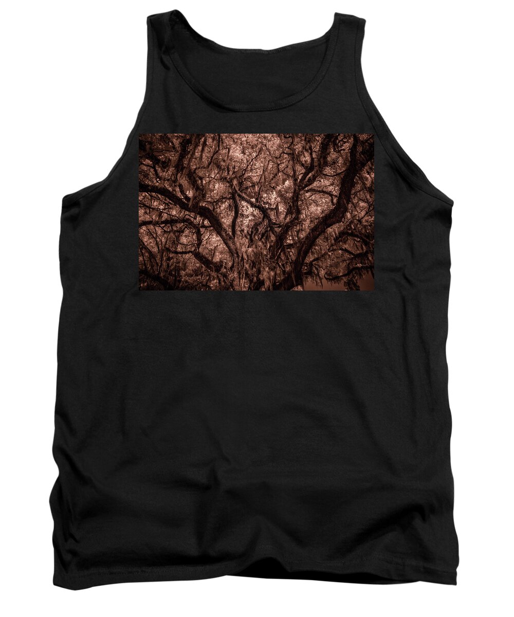 Grand Daddy Oak # Ir Photography # Tree Infrared # Nature Infrared # R72 Infrared # Hoya #. Nature # Infrared Photography # Tank Top featuring the photograph Grand Daddy Oak Tree In Infrared by Louis Ferreira