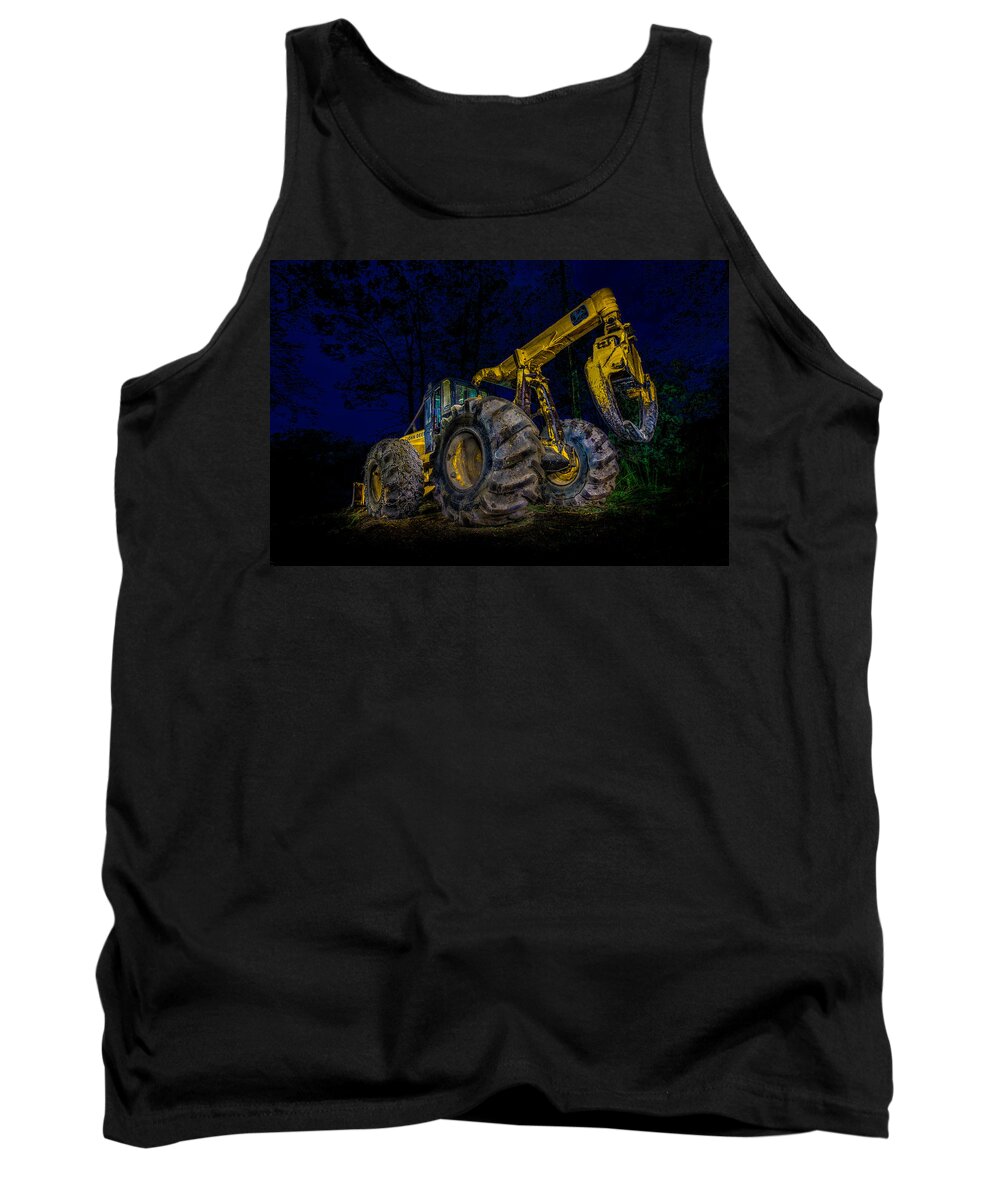 Blue Hour Tank Top featuring the photograph Grapple Skidder by Paul Freidlund