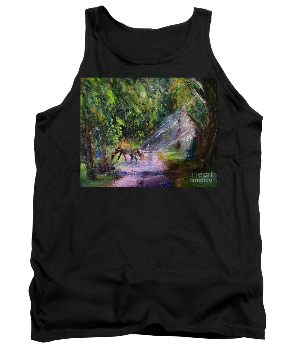 Landscape Tank Top featuring the painting Grazin' in the Grass by Stephen King
