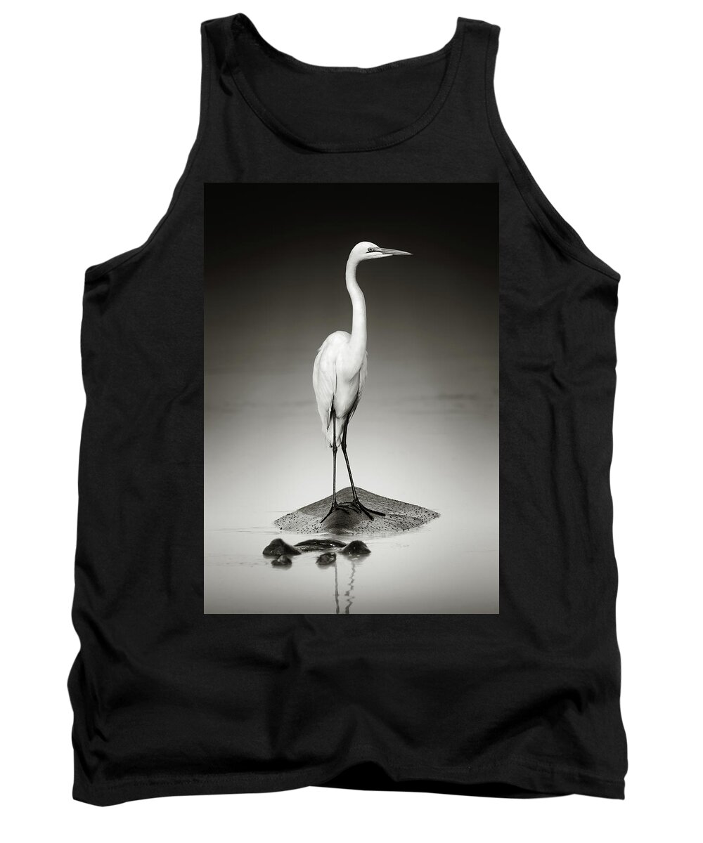 #faatoppicks Tank Top featuring the photograph Great white egret on Hippo by Johan Swanepoel