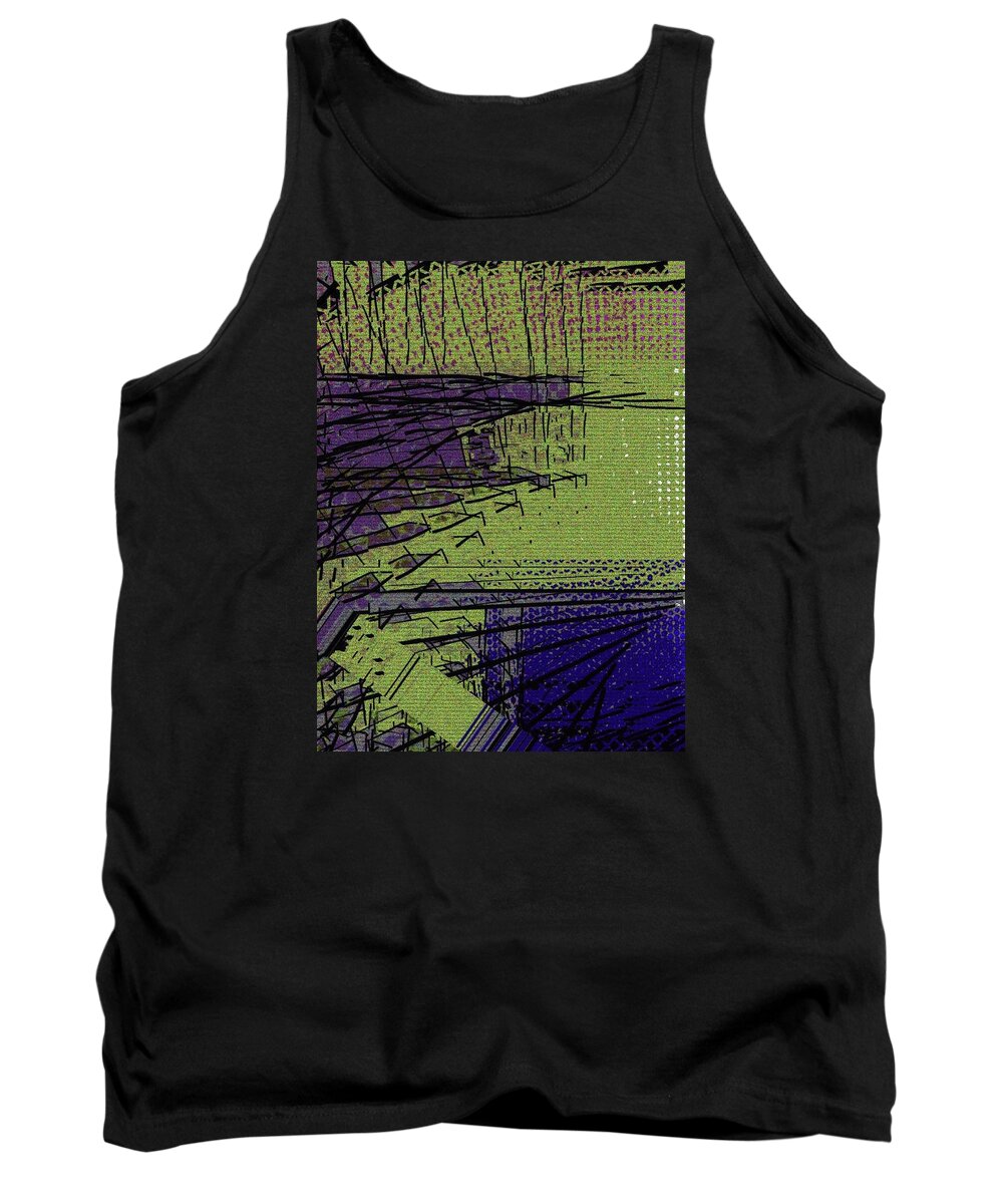 Abstract Tank Top featuring the digital art Green and Purple Field by Cooky Goldblatt