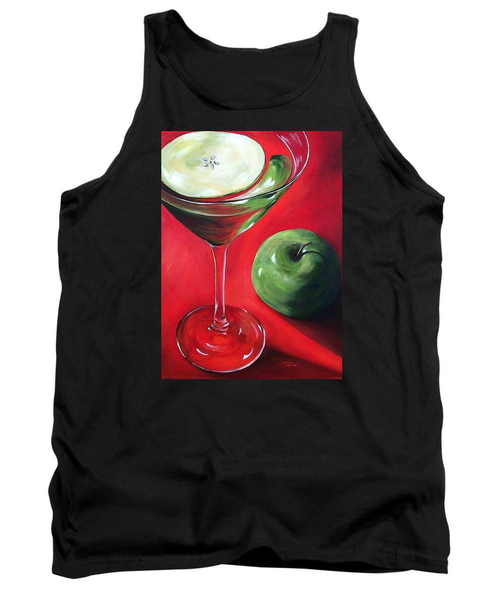 Martini Tank Top featuring the painting Green Apple Martini by Torrie Smiley