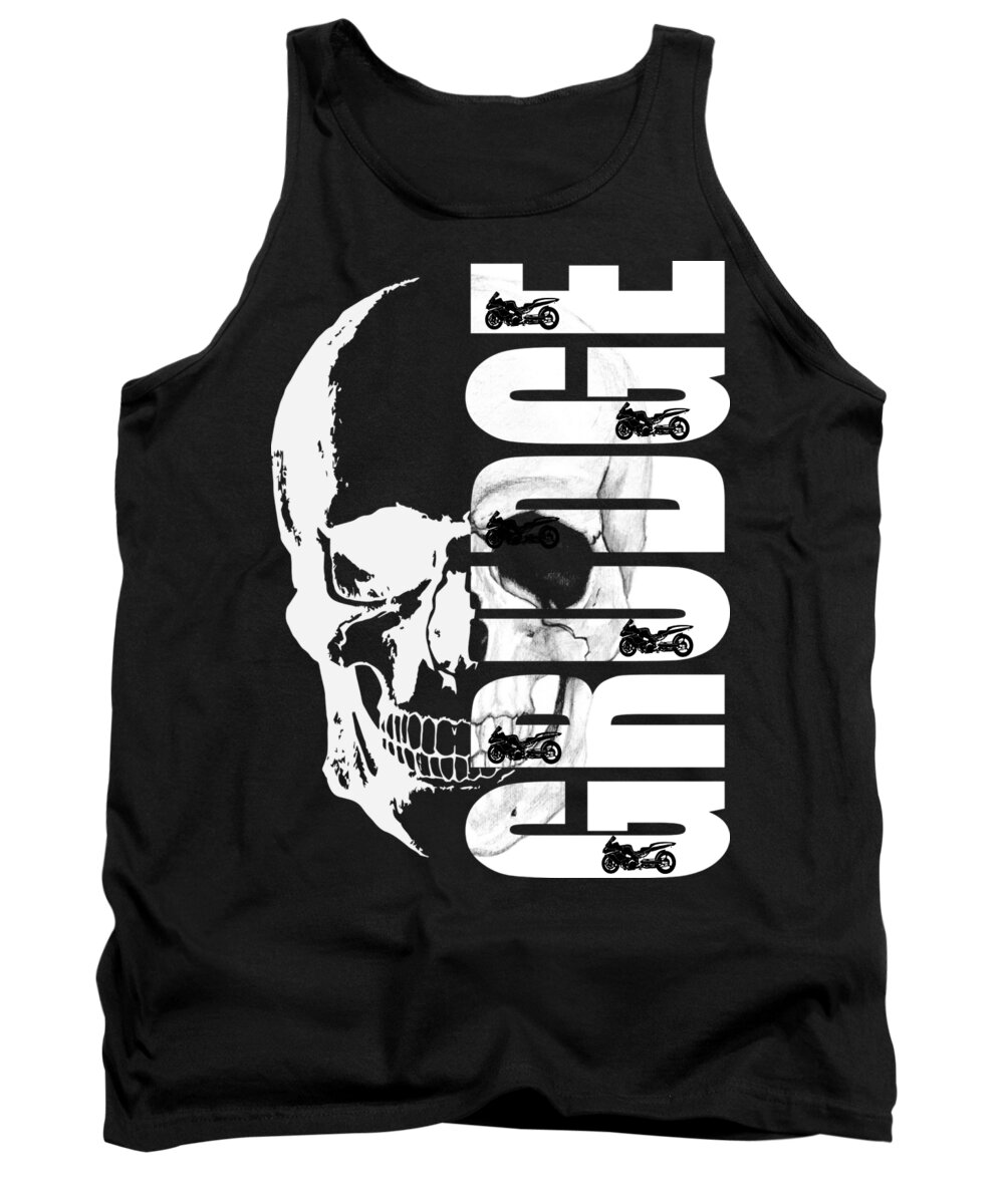 Drag Tank Top featuring the digital art Grudge Skull by Jack Norton