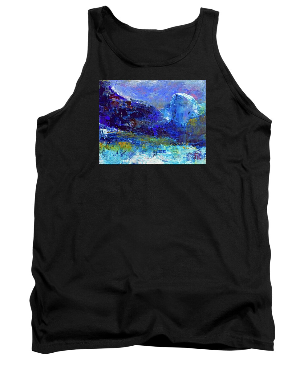 Half Dome Tank Top featuring the painting Half Dome Winter by Walter Fahmy
