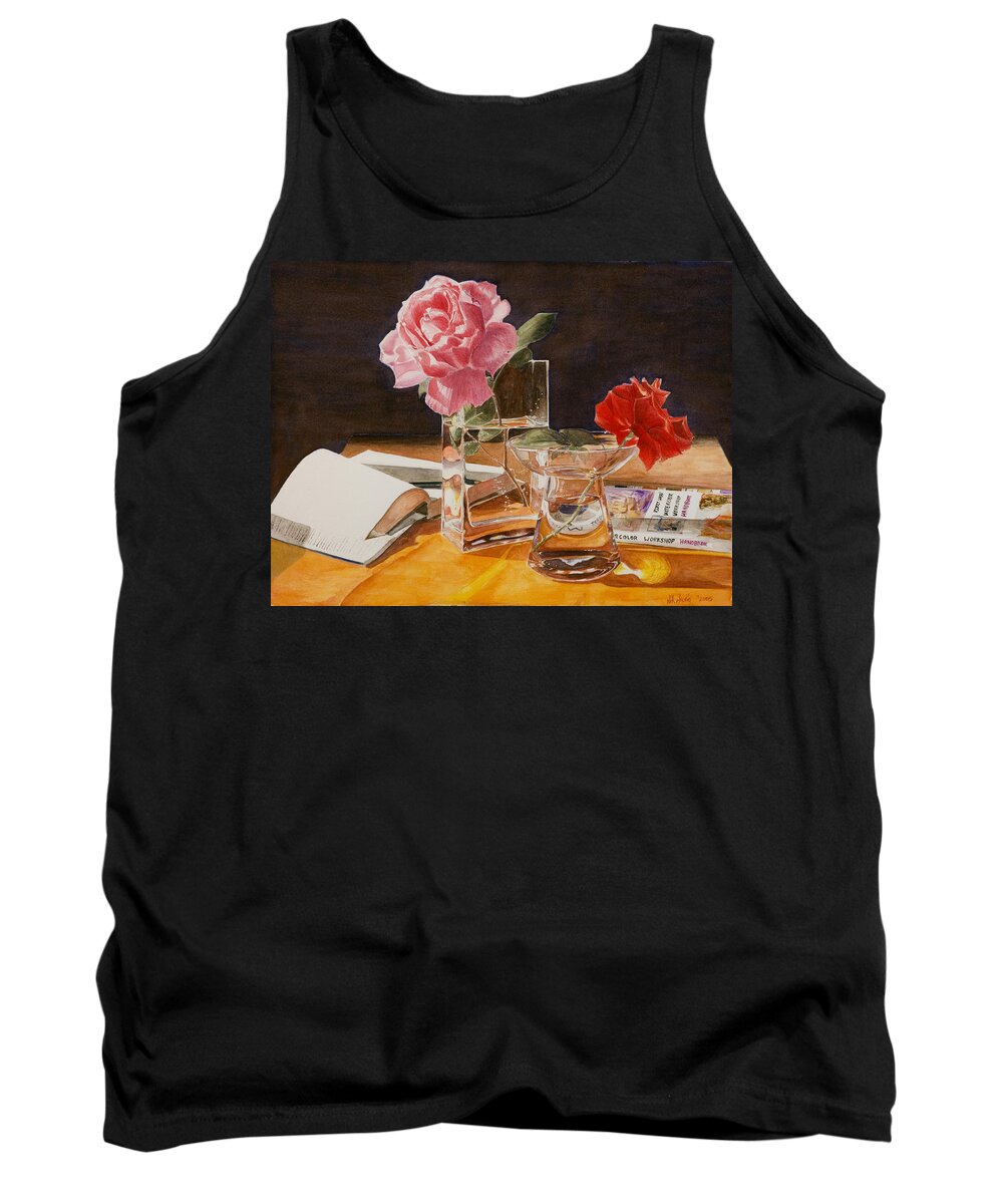 Rose Tank Top featuring the painting Handbuch by Nik Helbig
