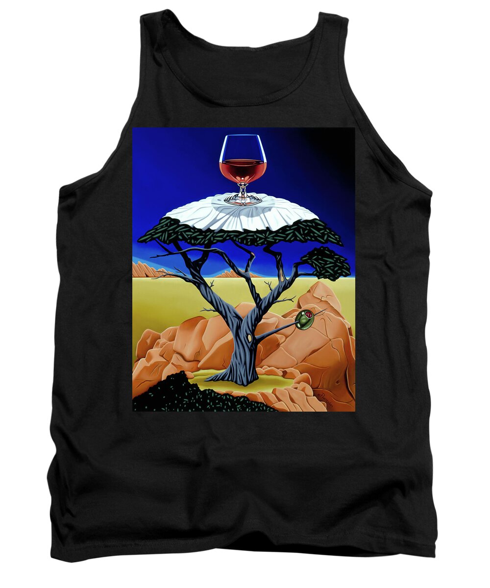 Cypress Tree Tank Top featuring the painting Happy Hour at the Midreal Cypress by Paxton Mobley