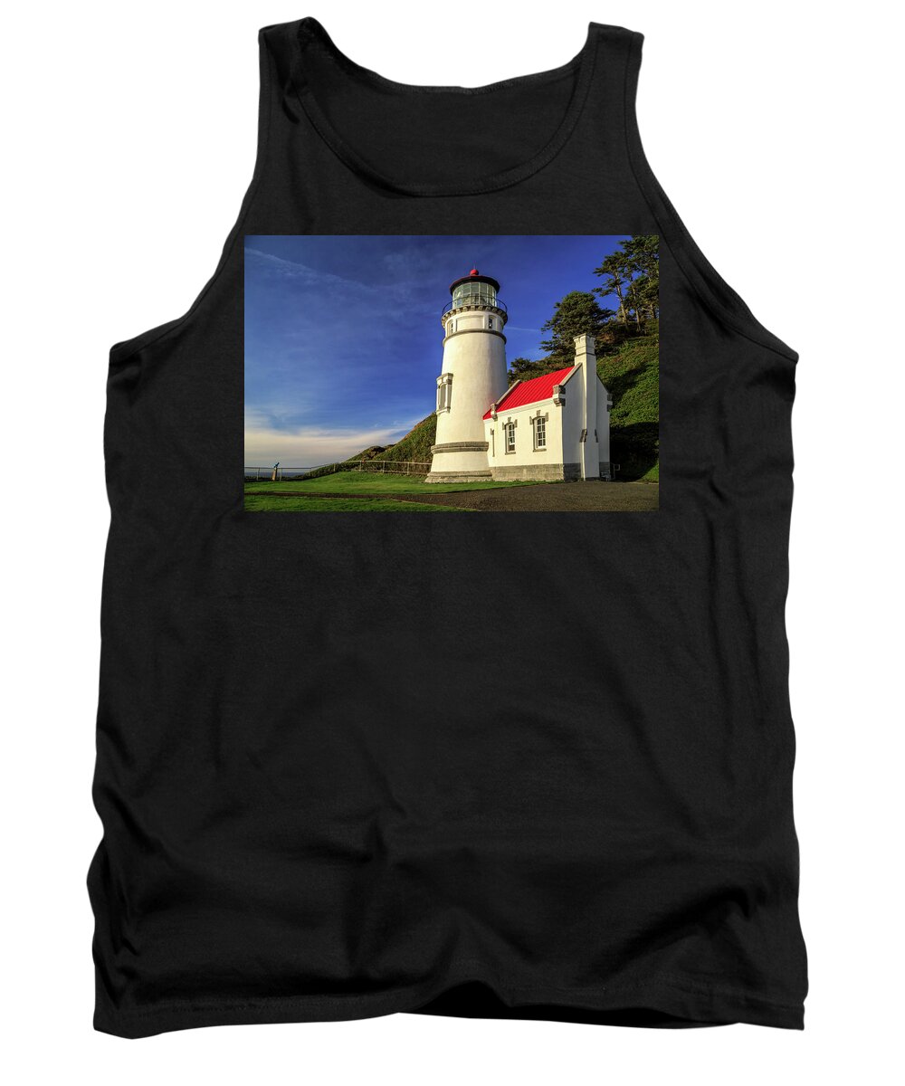 Lighthouse Tank Top featuring the photograph Heceta Head Restored by James Eddy