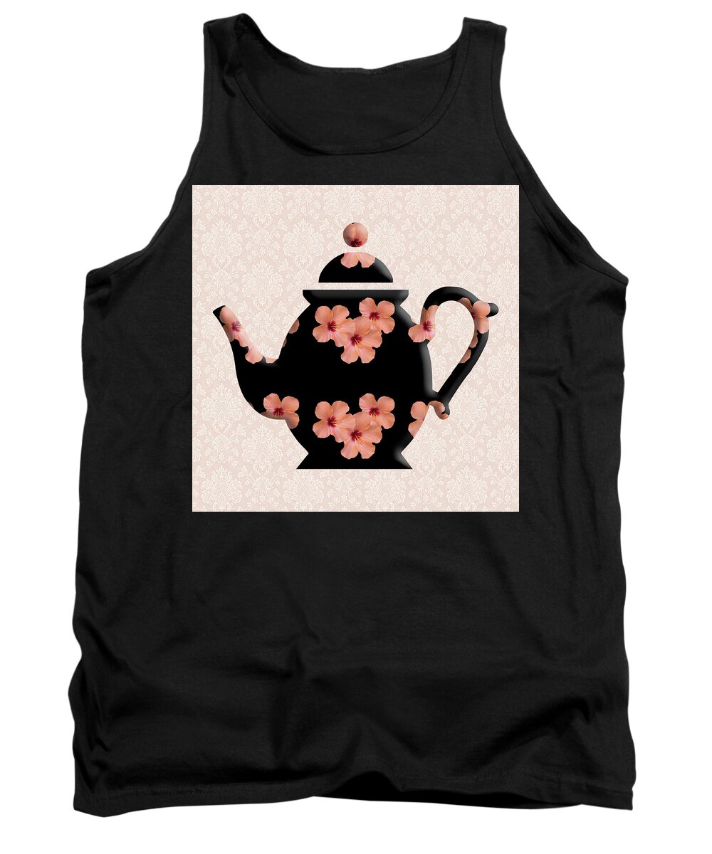 Hibiscus Tank Top featuring the digital art Hibiscus Pattern Teapot by Anthony Murphy