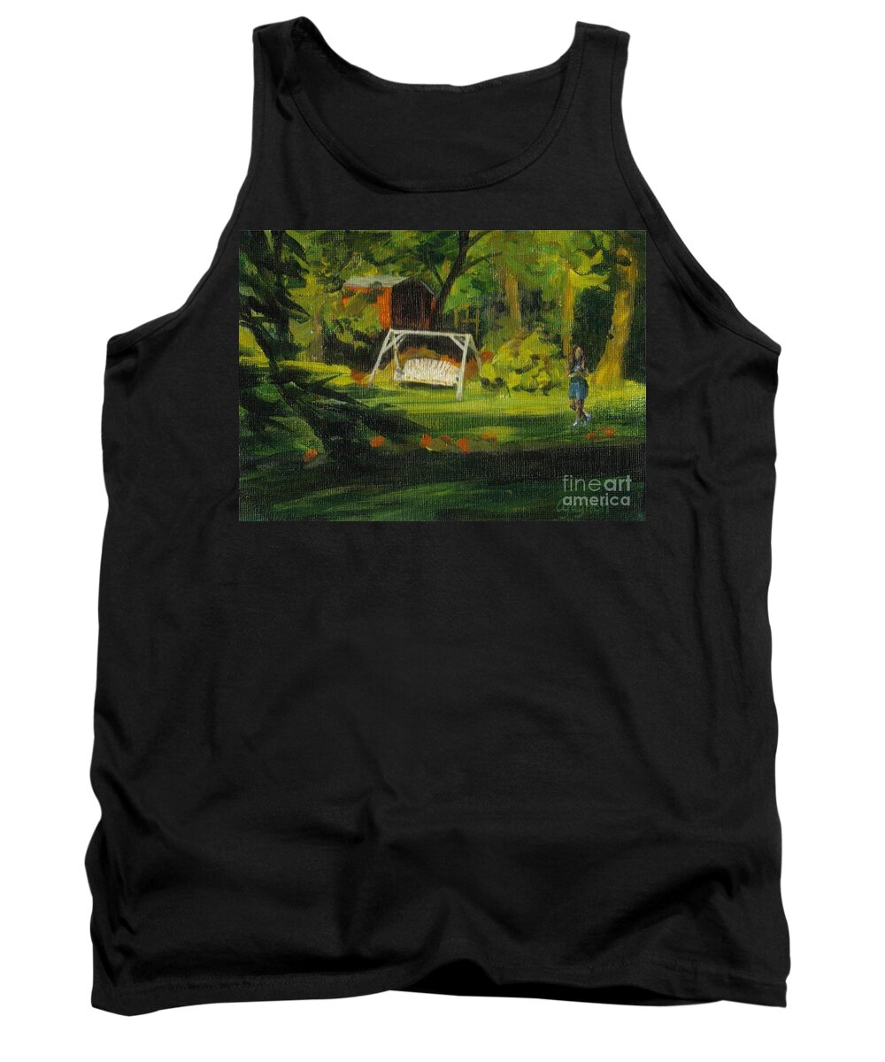 Swing Tank Top featuring the painting Hiedi's Swing by Claire Gagnon