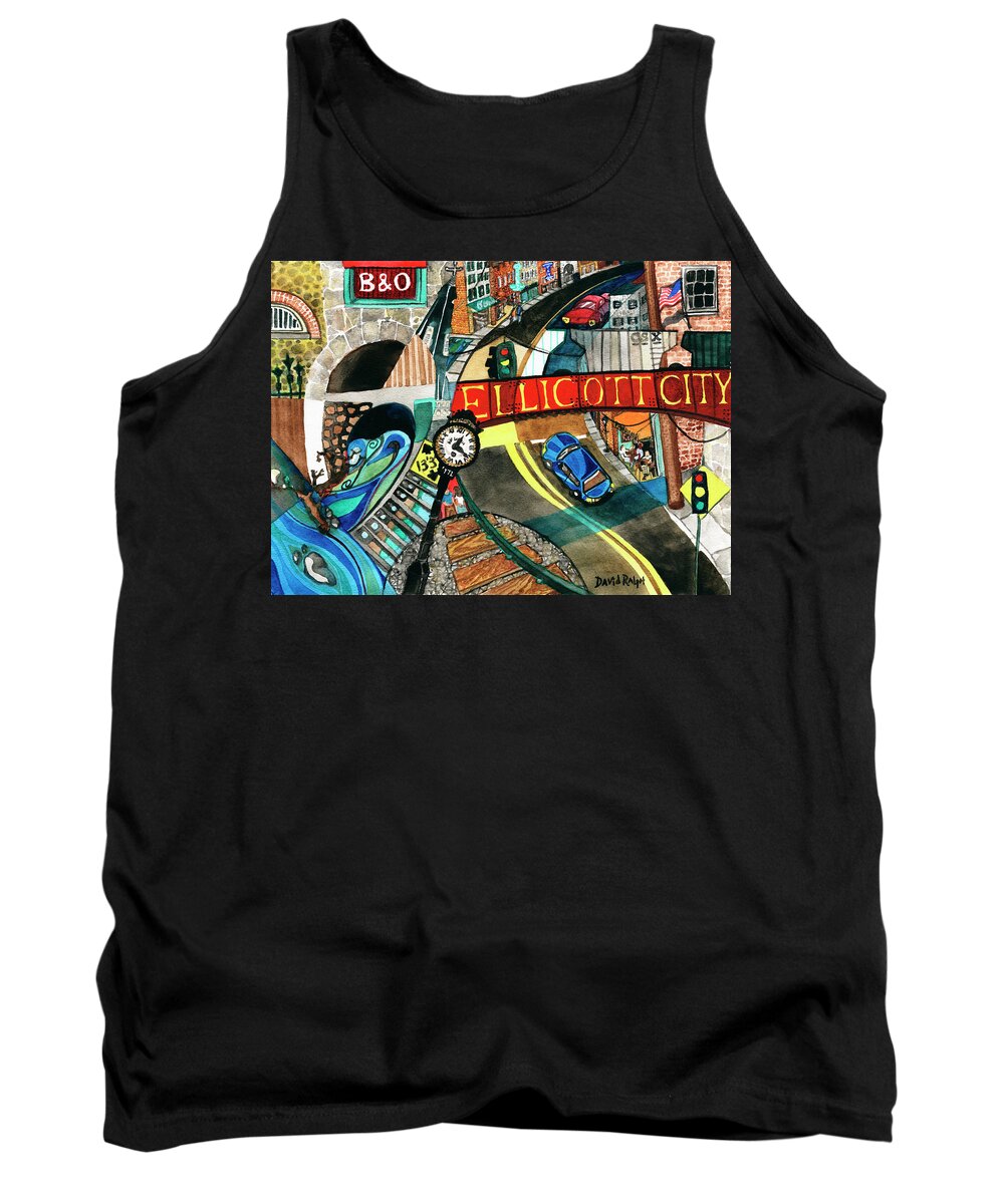 Ellicott City Tank Top featuring the painting Historic Ellicott City Steam and Stone by David Ralph