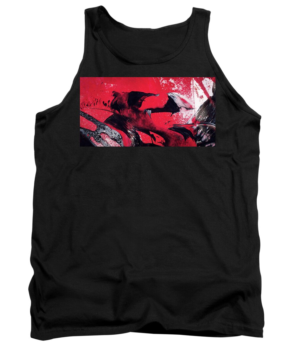 Abstract Tank Top featuring the painting Hope - Red Black And White Abstract Art Painting by Modern Abstract