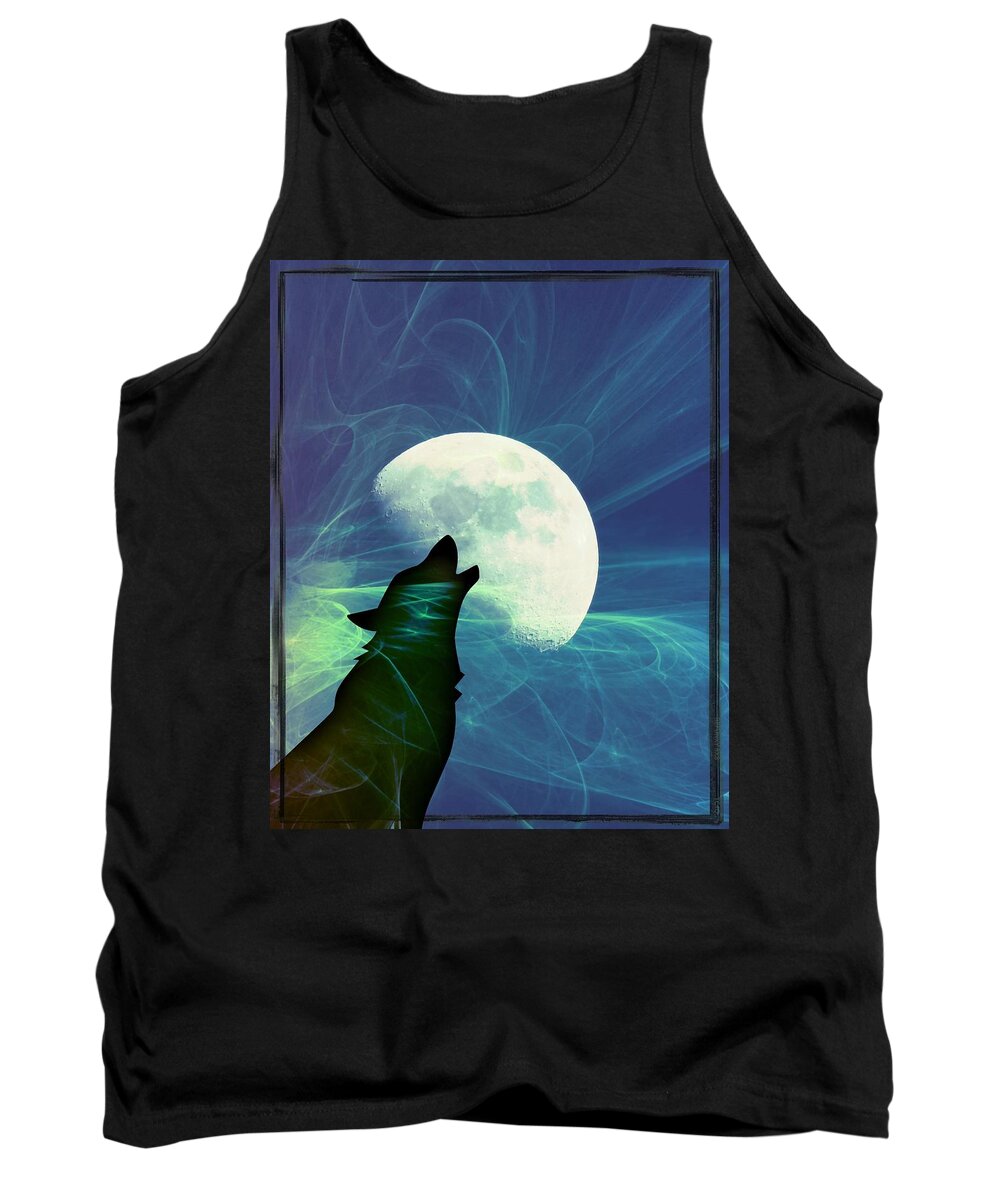 Wolf Tank Top featuring the photograph Howling Moon by Amanda Eberly