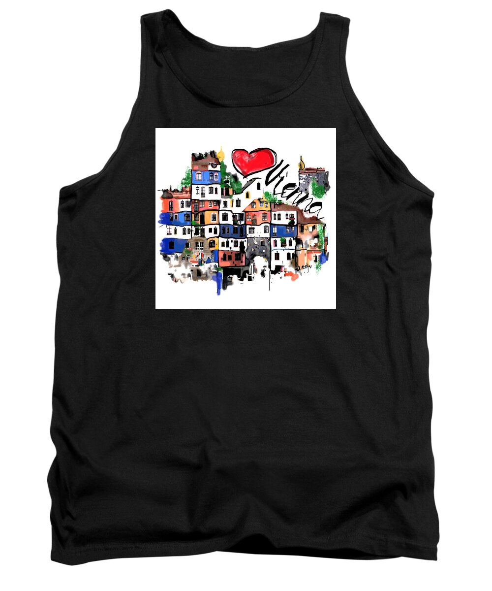 Vienna Tank Top featuring the digital art I love Vienna by Sladjana Lazarevic