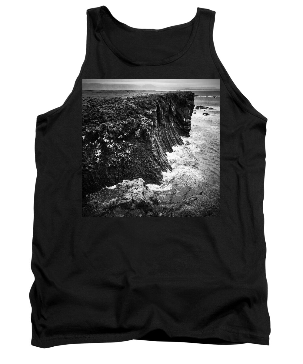 Iceland Tank Top featuring the photograph Iceland coast black and white by Matthias Hauser