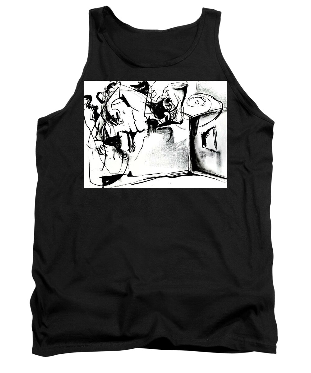 Black And White Tank Top featuring the drawing Illuminating the Truth by Helen Syron