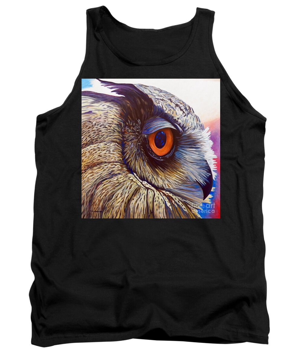 Owl Tank Top featuring the painting Introspection by Brian Commerford