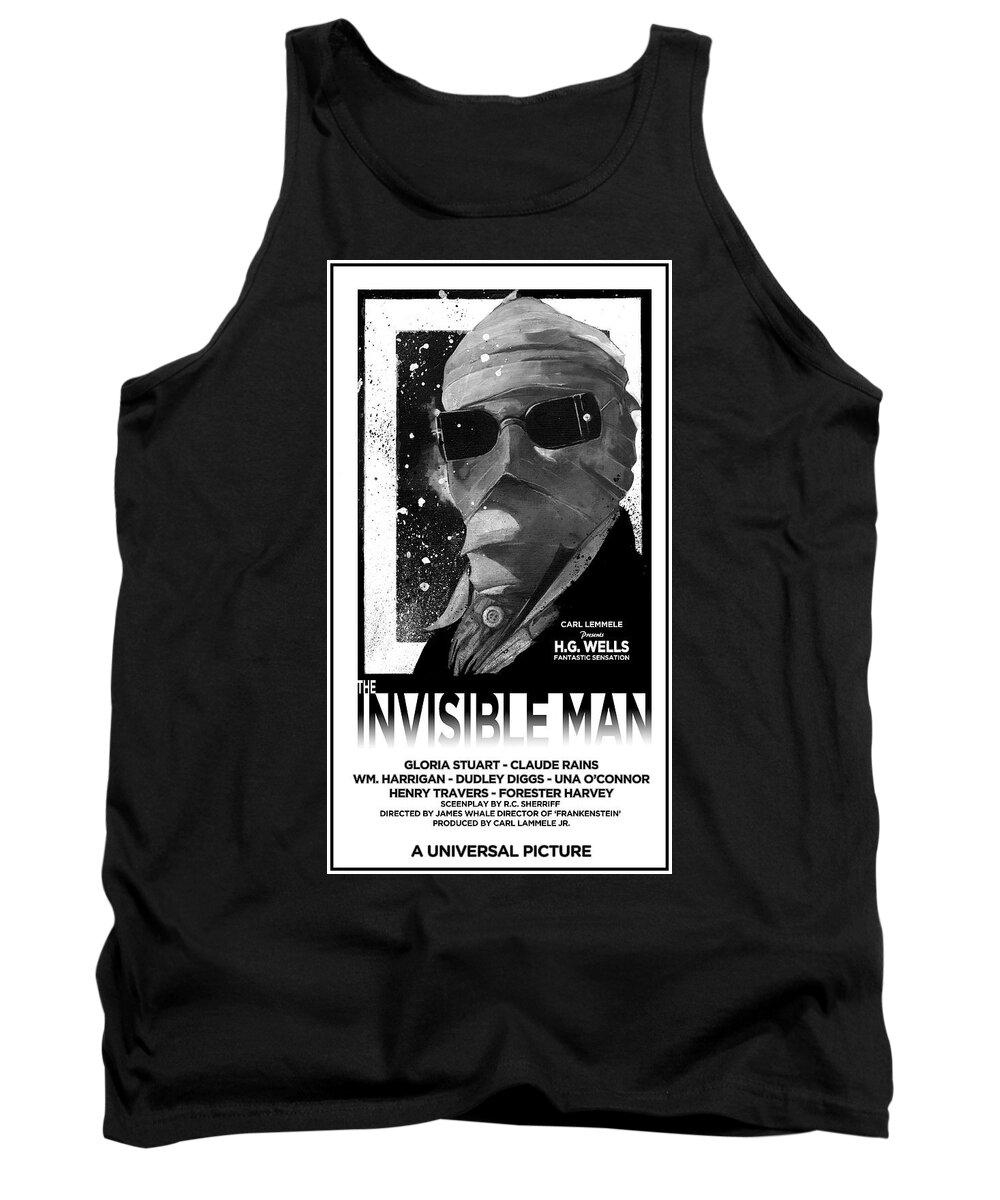 Universal Studios Art Tank Top featuring the mixed media Invisible Man movie poster 1933 by Sean Parnell
