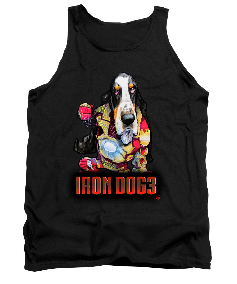 Basset Hound Tank Top featuring the drawing Iron Dog 3 by Canine Caricatures By John LaFree