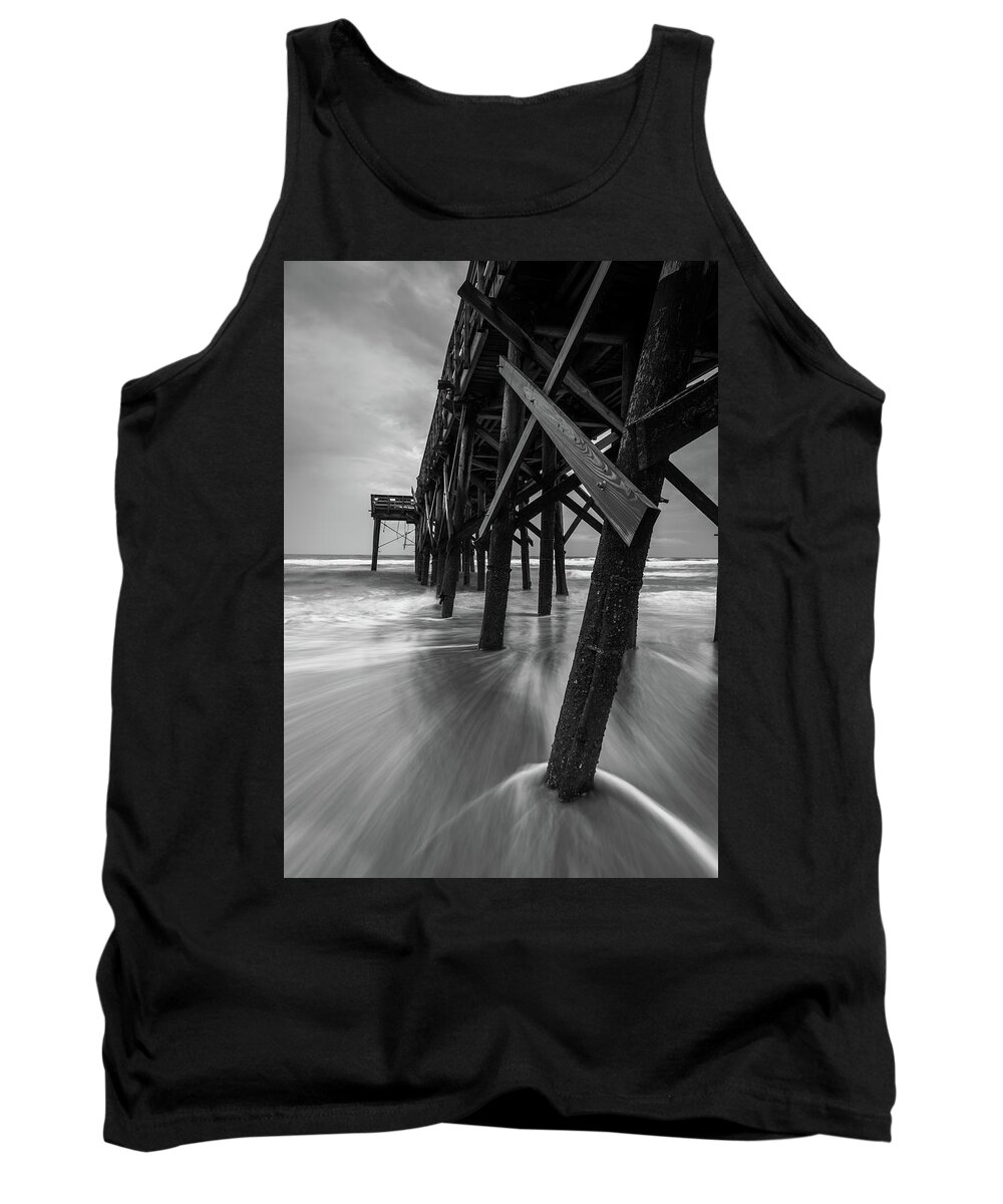 Isle Of Palms Tank Top featuring the photograph Isle of Palms Pier Water in Motion by Donnie Whitaker