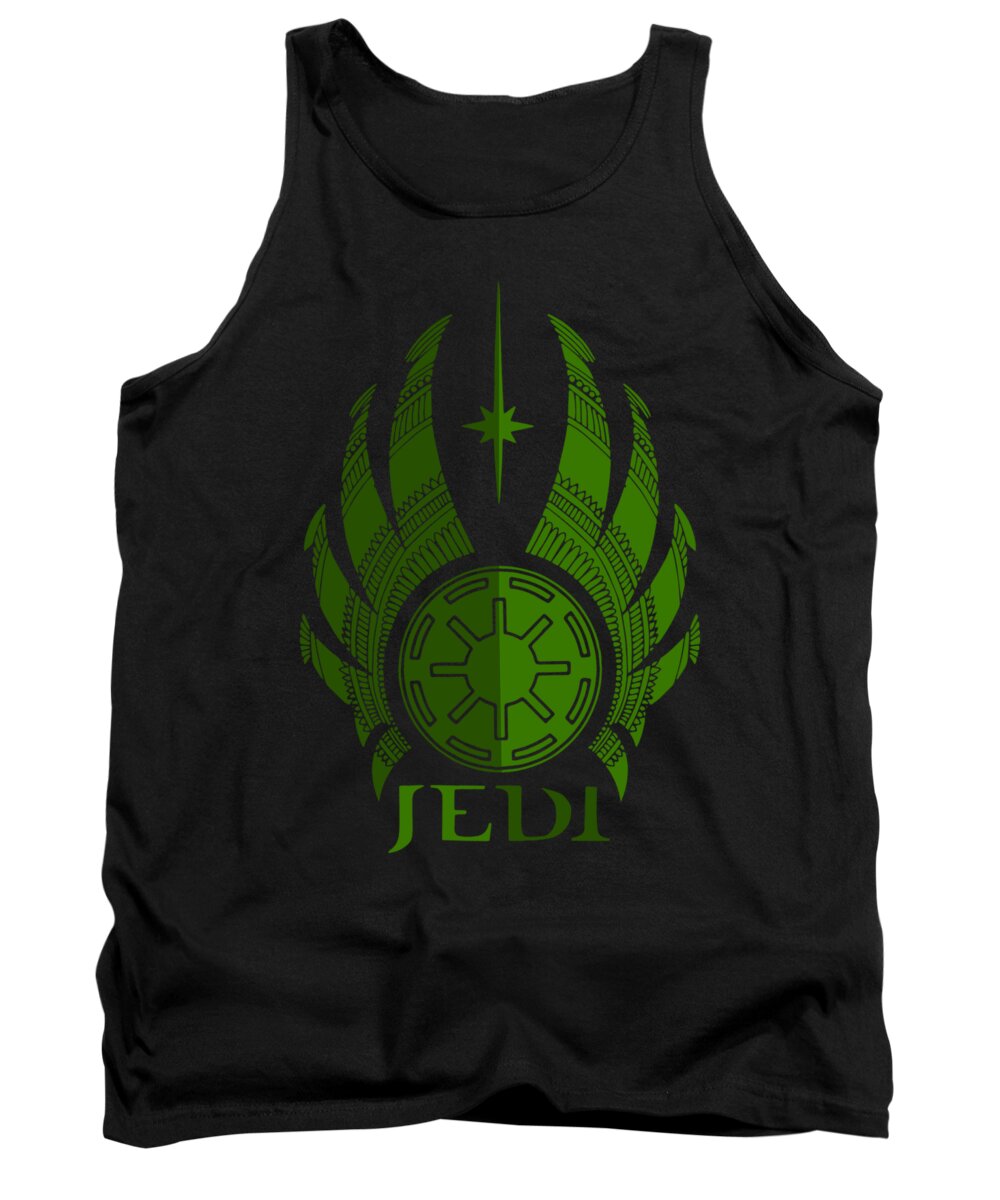 Jedi Tank Top featuring the mixed media Jedi Symbol - Star Wars Art, Green by Studio Grafiikka