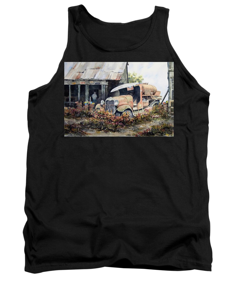 Truck Tank Top featuring the painting Jeromes Tank Truck by Sam Sidders