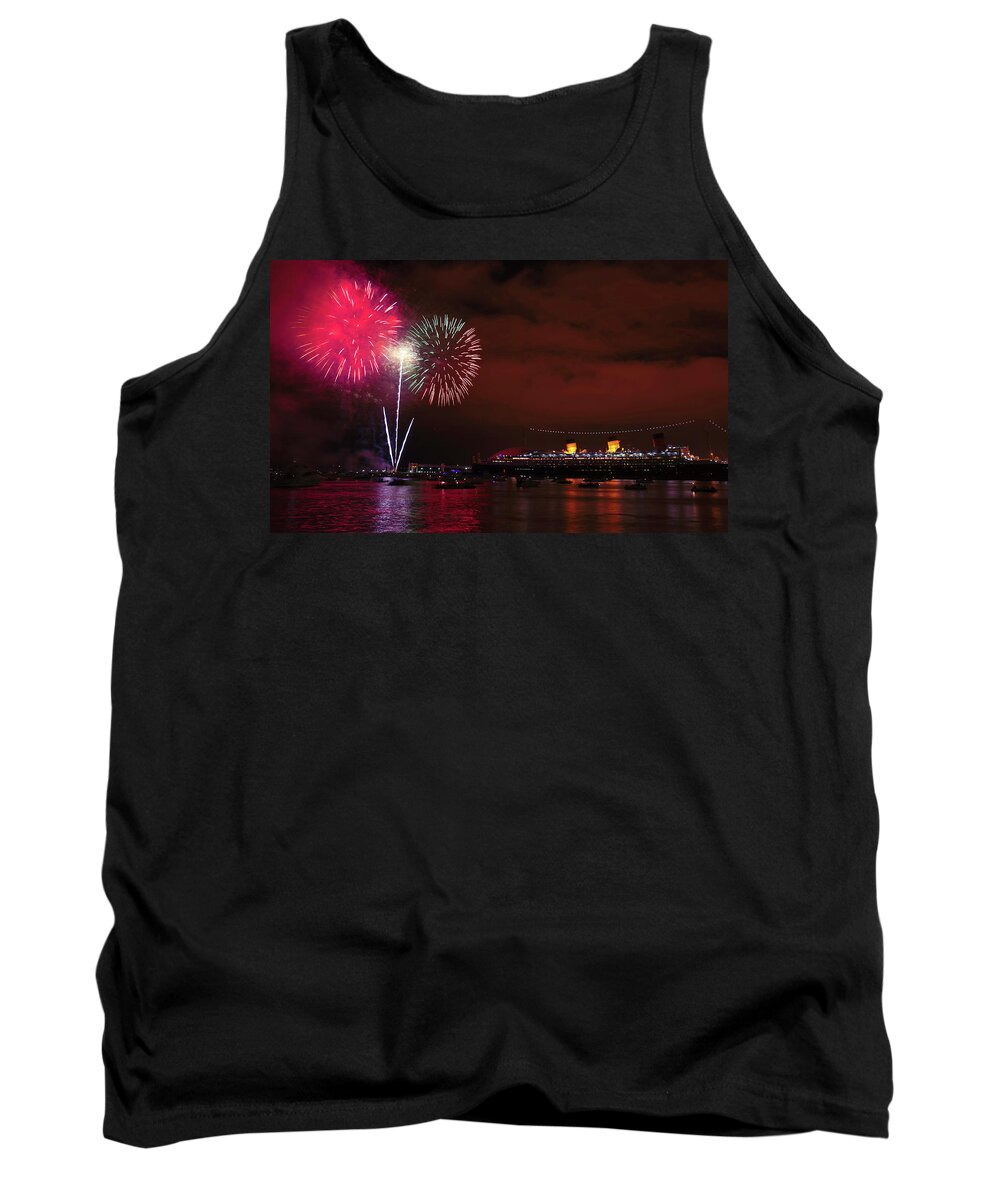 Independence Day Tank Top featuring the photograph July 4th Fireworks - Long Beach California by Ram Vasudev