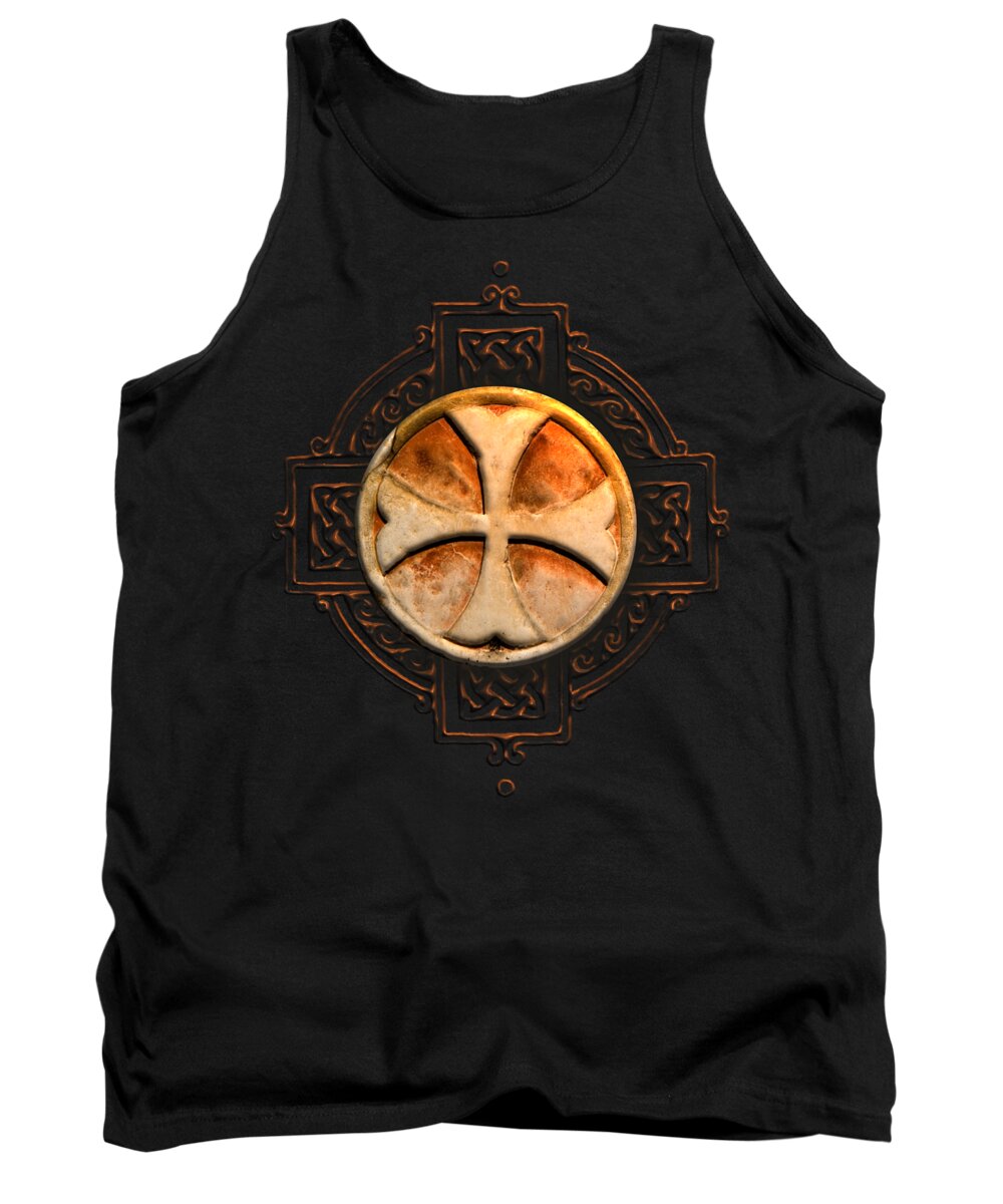 Fantasy Tank Top featuring the digital art Knights Templar Symbol Re-Imagined by Pierre Blanchard by Esoterica Art Agency