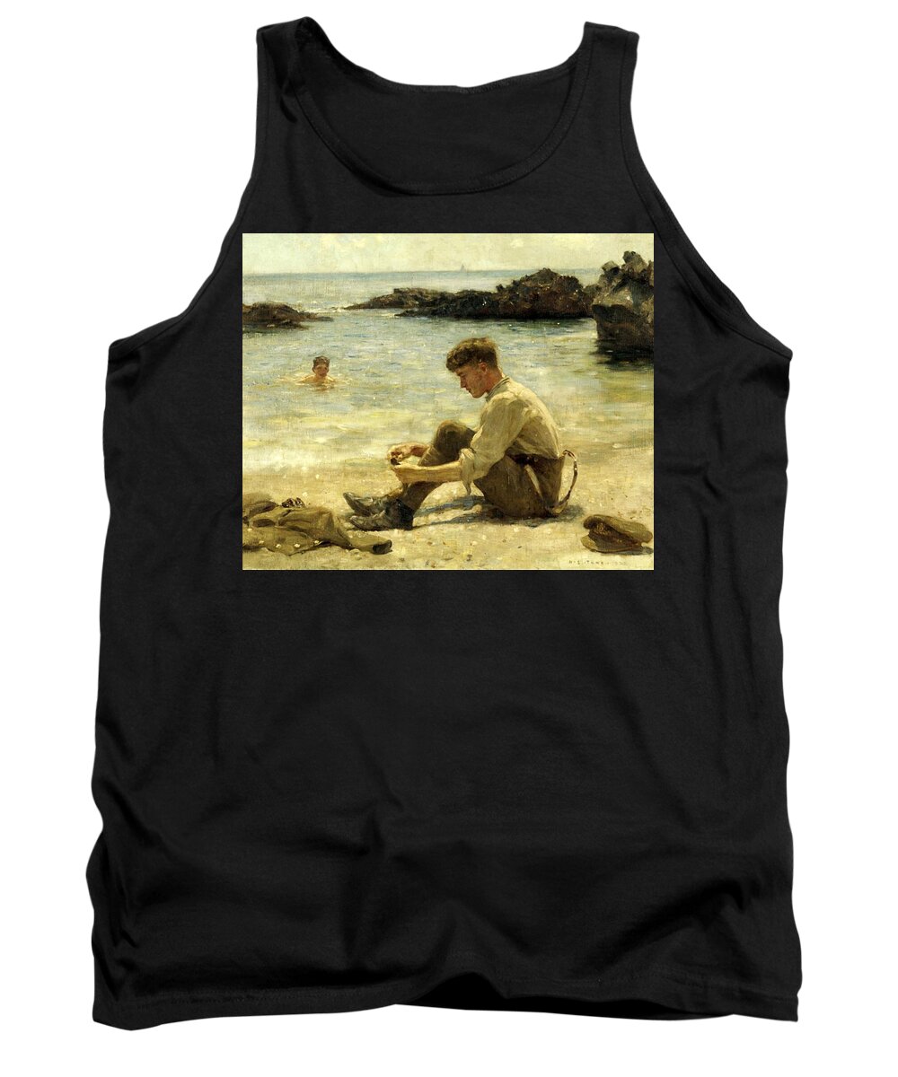 Lawrence Tank Top featuring the painting Lawrence as a Cadet by Henry Scott Tuke