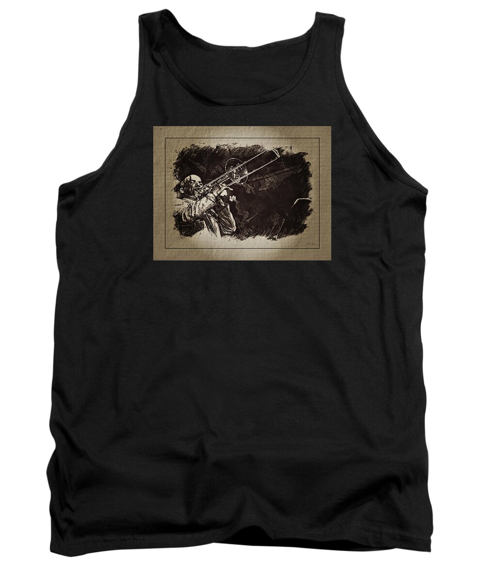Jimmy Bosch Tank Top featuring the photograph Le roi du trombone by Jean Francois Gil