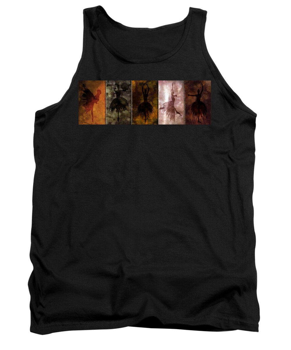 Ballet Tank Top featuring the mixed media Learning The Steps by Angelina Tamez