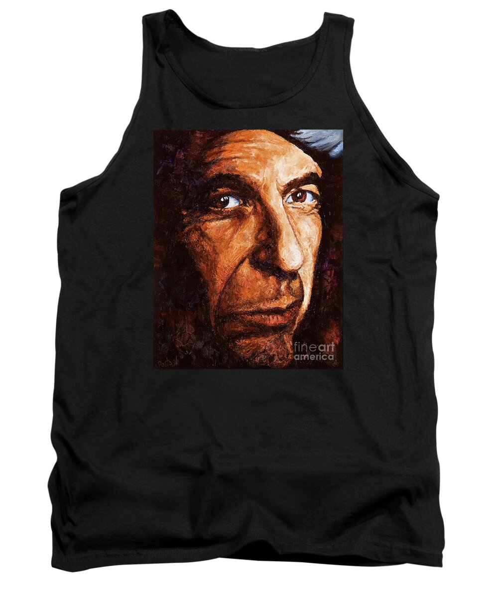 Colorful Tank Top featuring the painting Leonard Cohen by Igor Postash