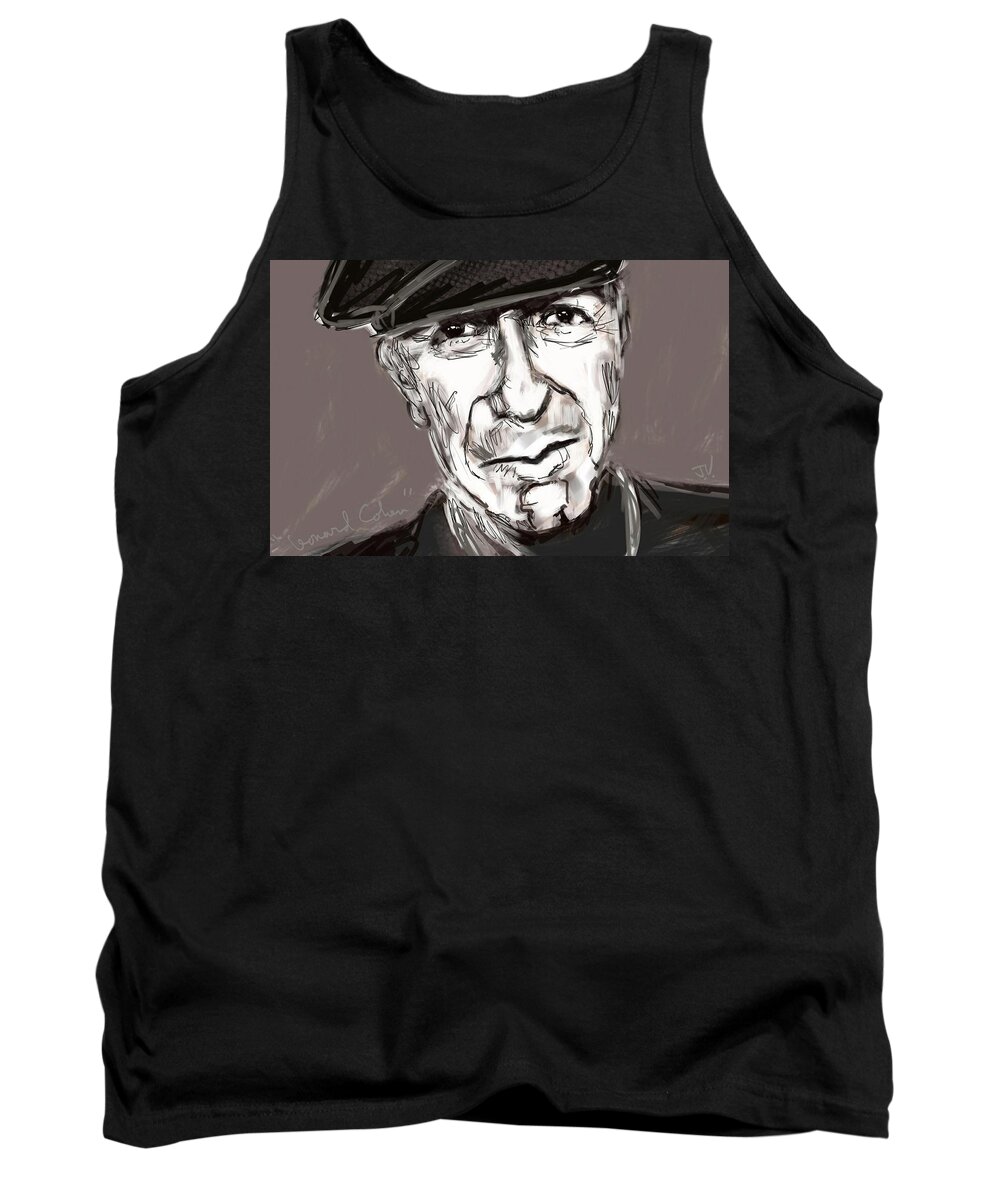 Singer Tank Top featuring the painting Leonard Cohen by Jim Vance