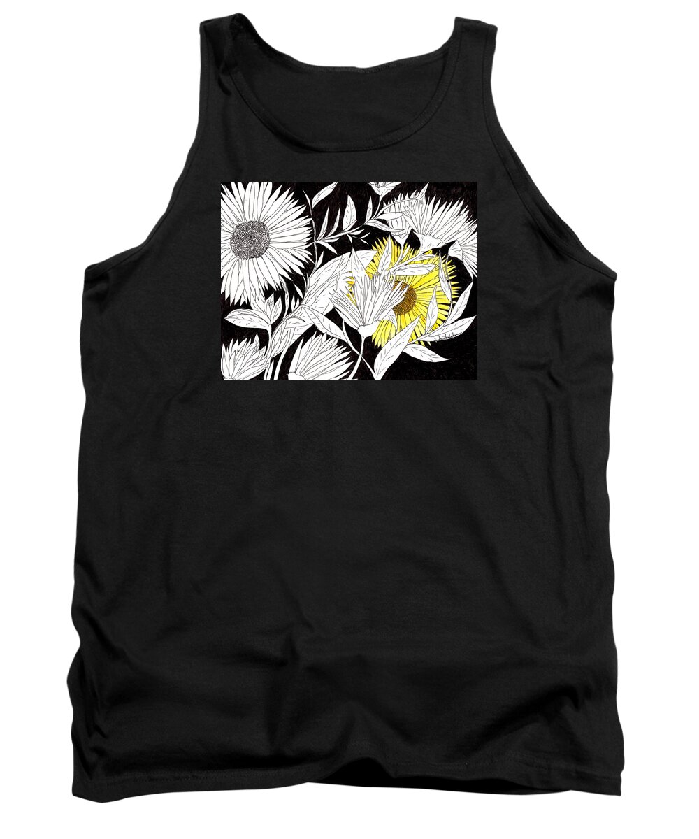Flowers Tank Top featuring the drawing Let Your Light Shine by Lou Belcher