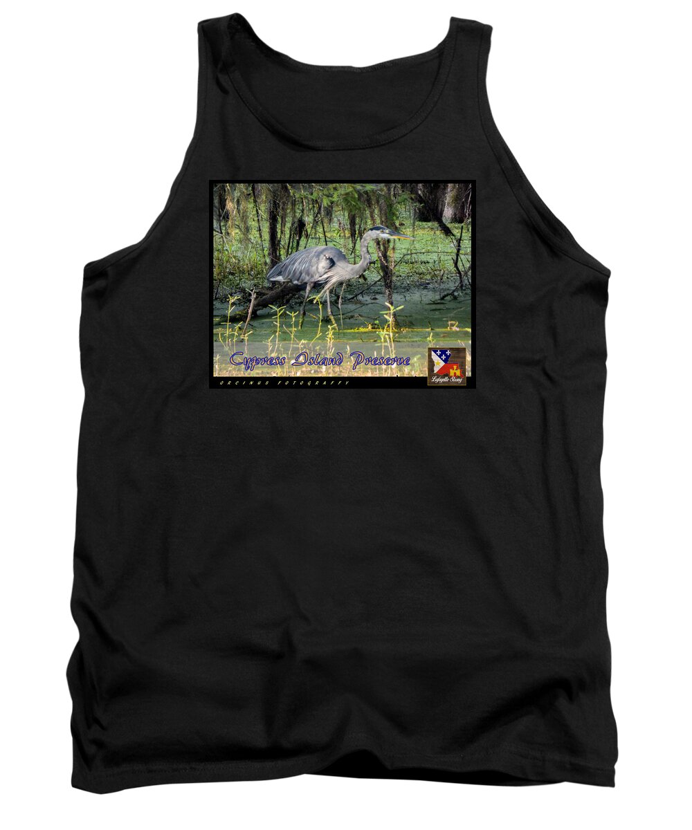 Orcinusfotograffy Tank Top featuring the photograph LS Great Blue Heron CIP by Kimo Fernandez