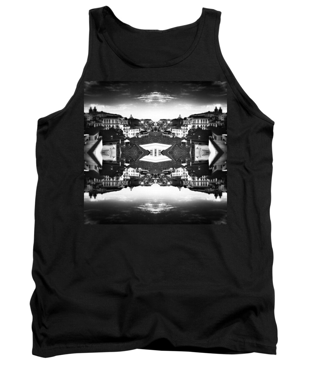 Urban Tank Top featuring the photograph Lisbon In Bw by Jorge Ferreira