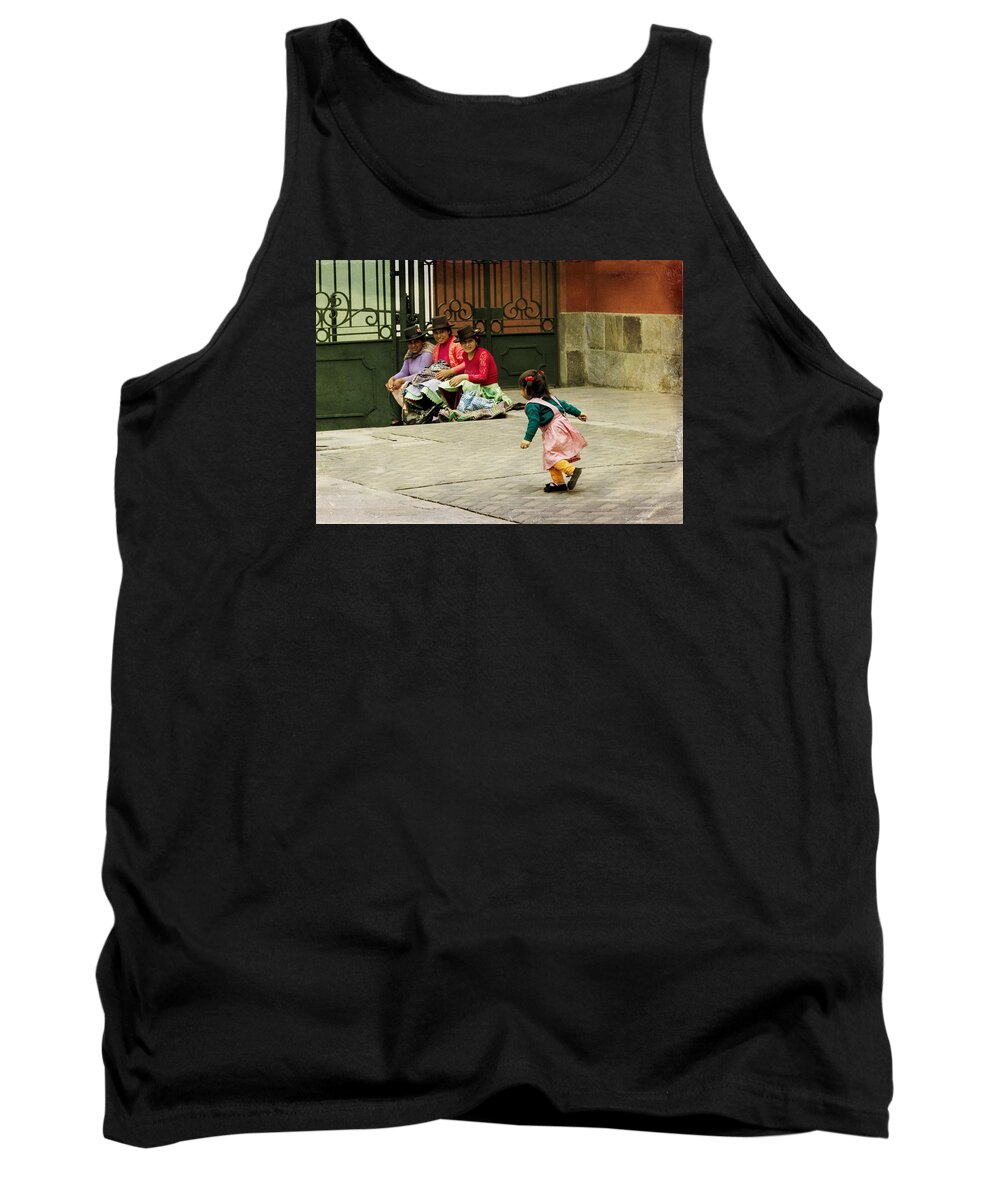 Lima Tank Top featuring the photograph Little Girl on the Streets of Lima, Peru by Kathryn McBride