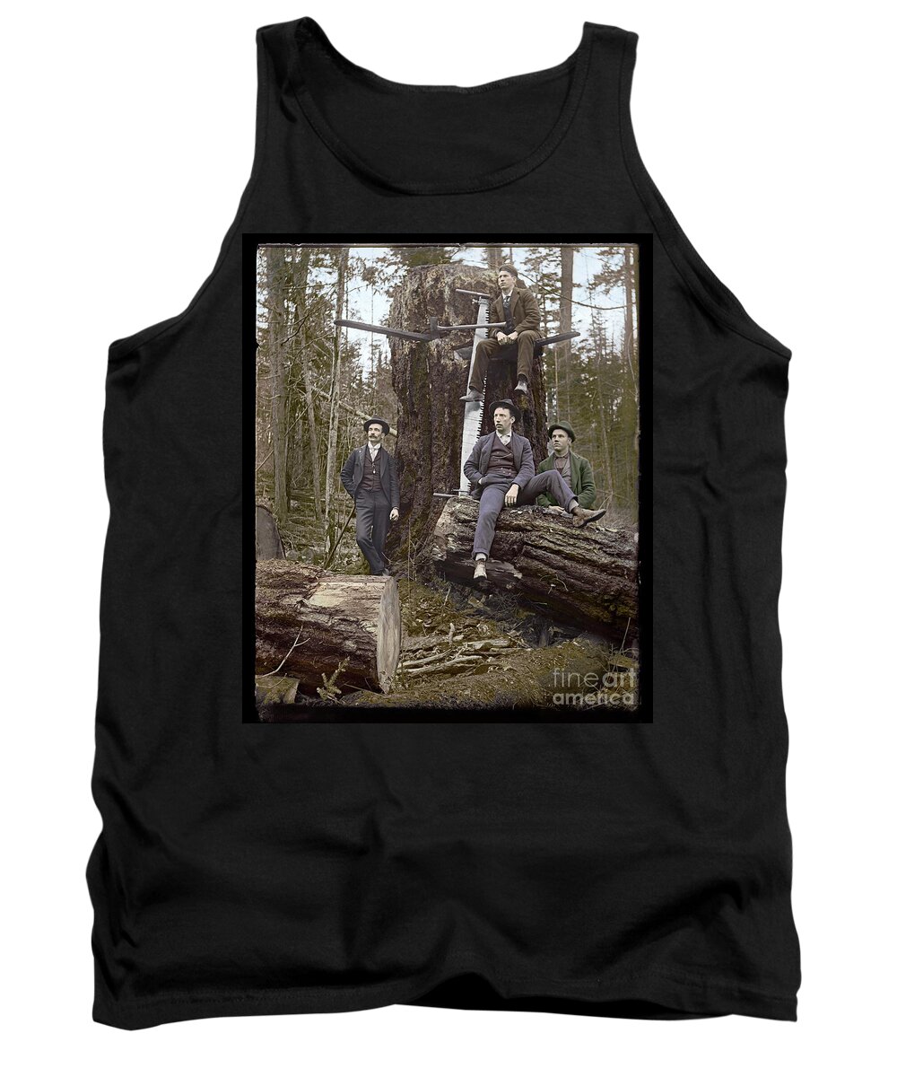 Washington Tank Top featuring the photograph Loggers Sunday Best 1911 by Martin Konopacki Restoration