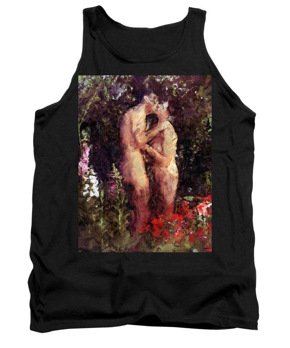 Nude Tank Top featuring the photograph Love Me In The Garden by Kurt Van Wagner