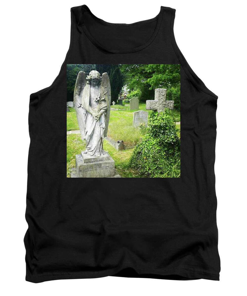 Inspiration Tank Top featuring the photograph Angel With Lillies by Rowena Tutty