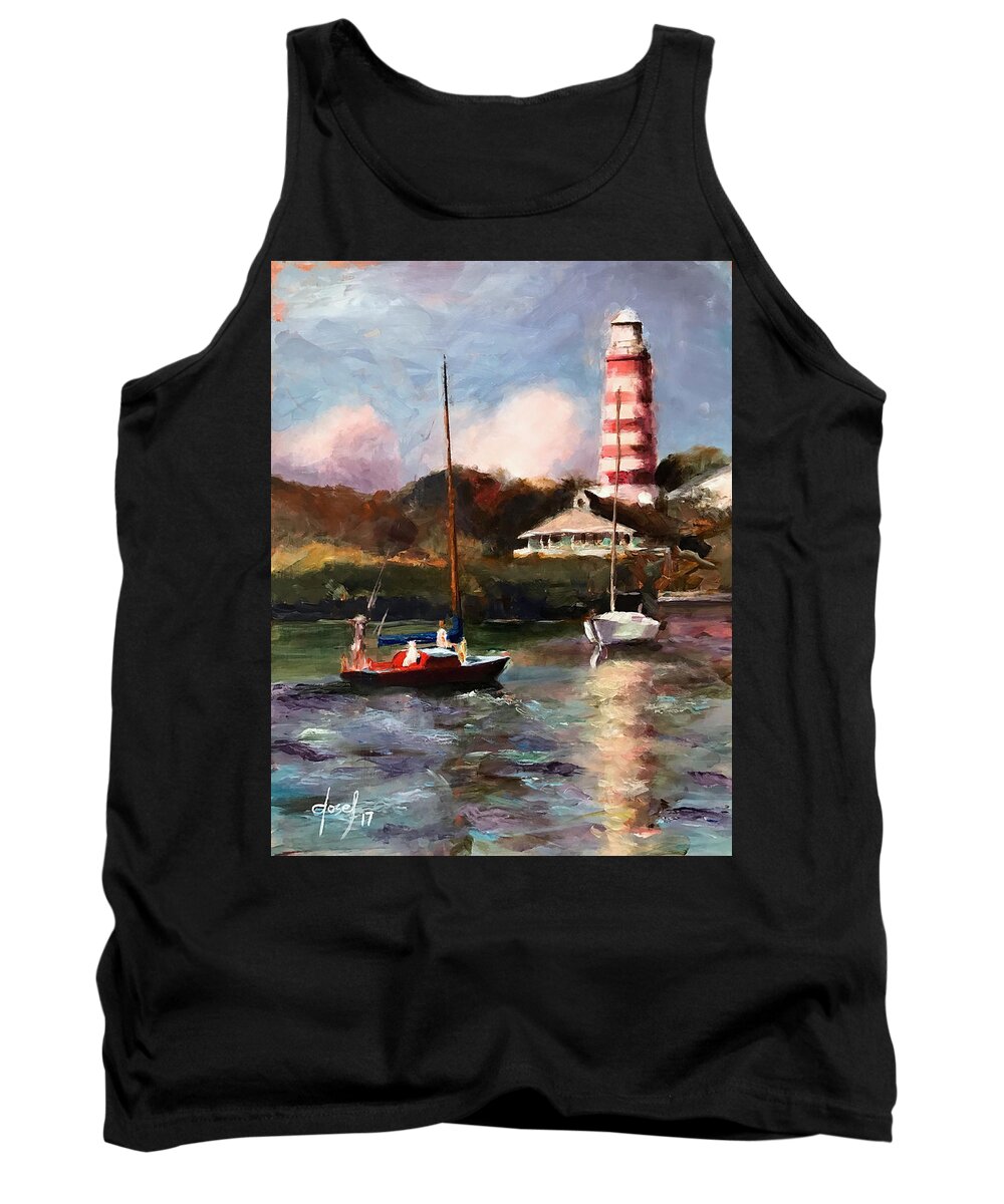Hope Town Tank Top featuring the painting Mara Sails Hope Town by Josef Kelly