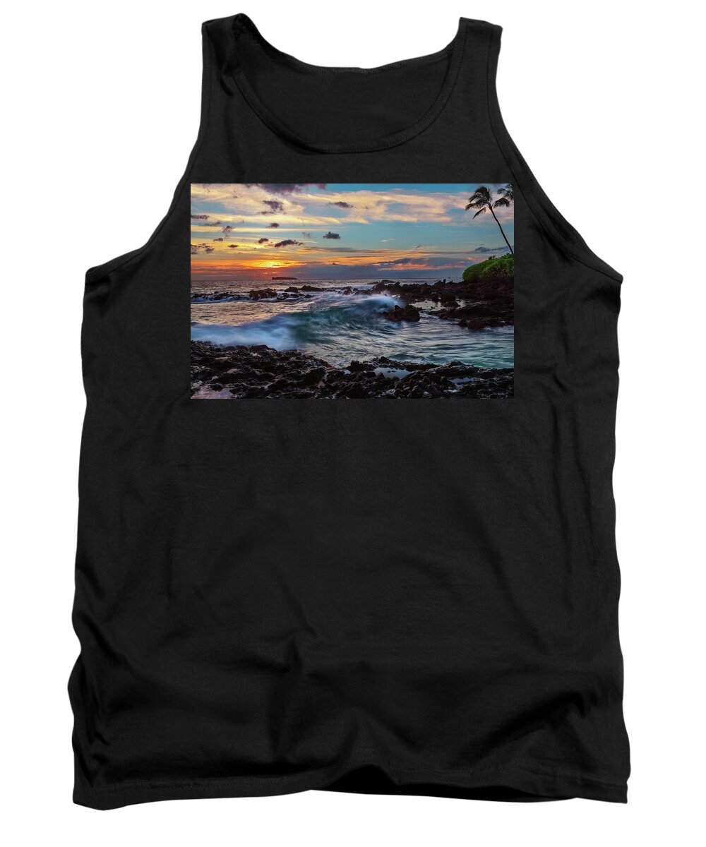 Beach Tank Top featuring the photograph Maui Sunset at Secret Beach by John Hight