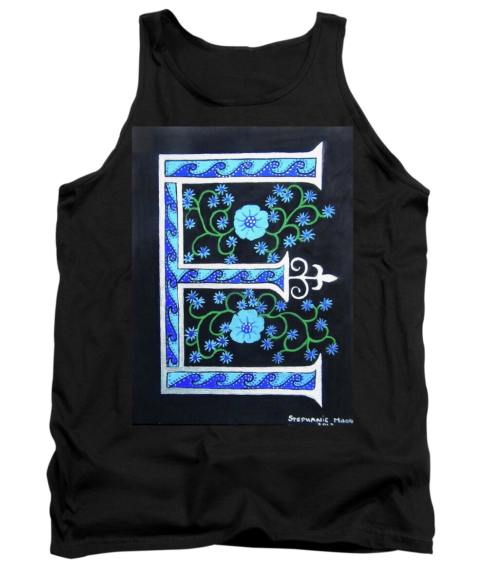 E Tank Top featuring the painting Medieval Letter E by Stephanie Moore