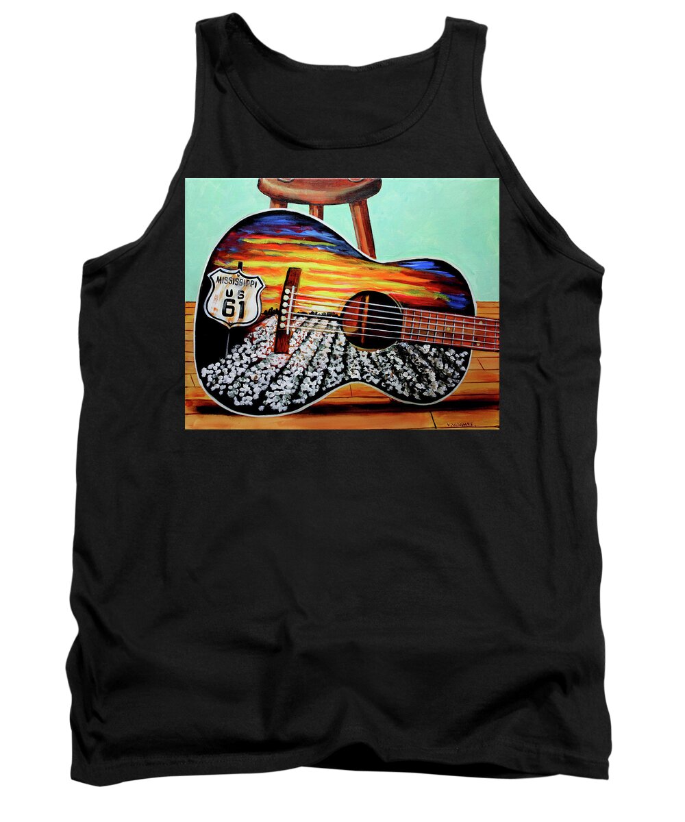 Guitars Tank Top featuring the painting Memories of Back Home by Karl Wagner