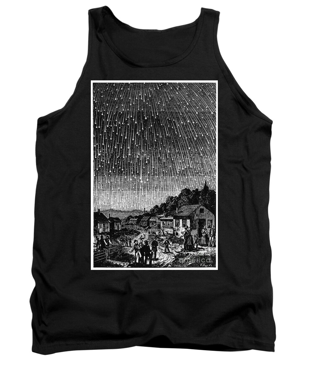 1833 Tank Top featuring the drawing Meteor Shower, 1833 by Adolf Vollmy