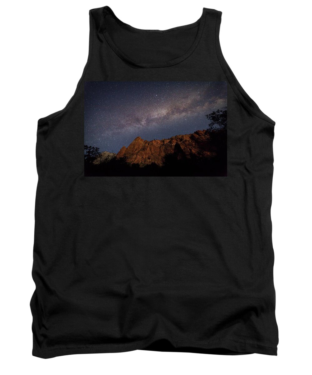 Milkyway Tank Top featuring the photograph Milky Way Galaxy Over Zion Canyon by David Watkins