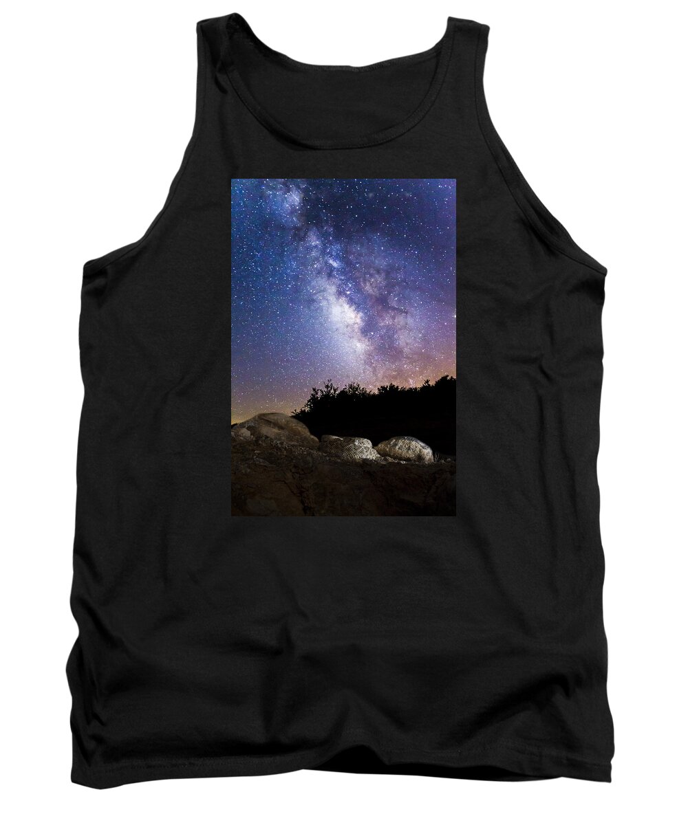 Landscape Tank Top featuring the photograph Milky Way over a Western Diamondback Rattlesnake by Chuck Brown