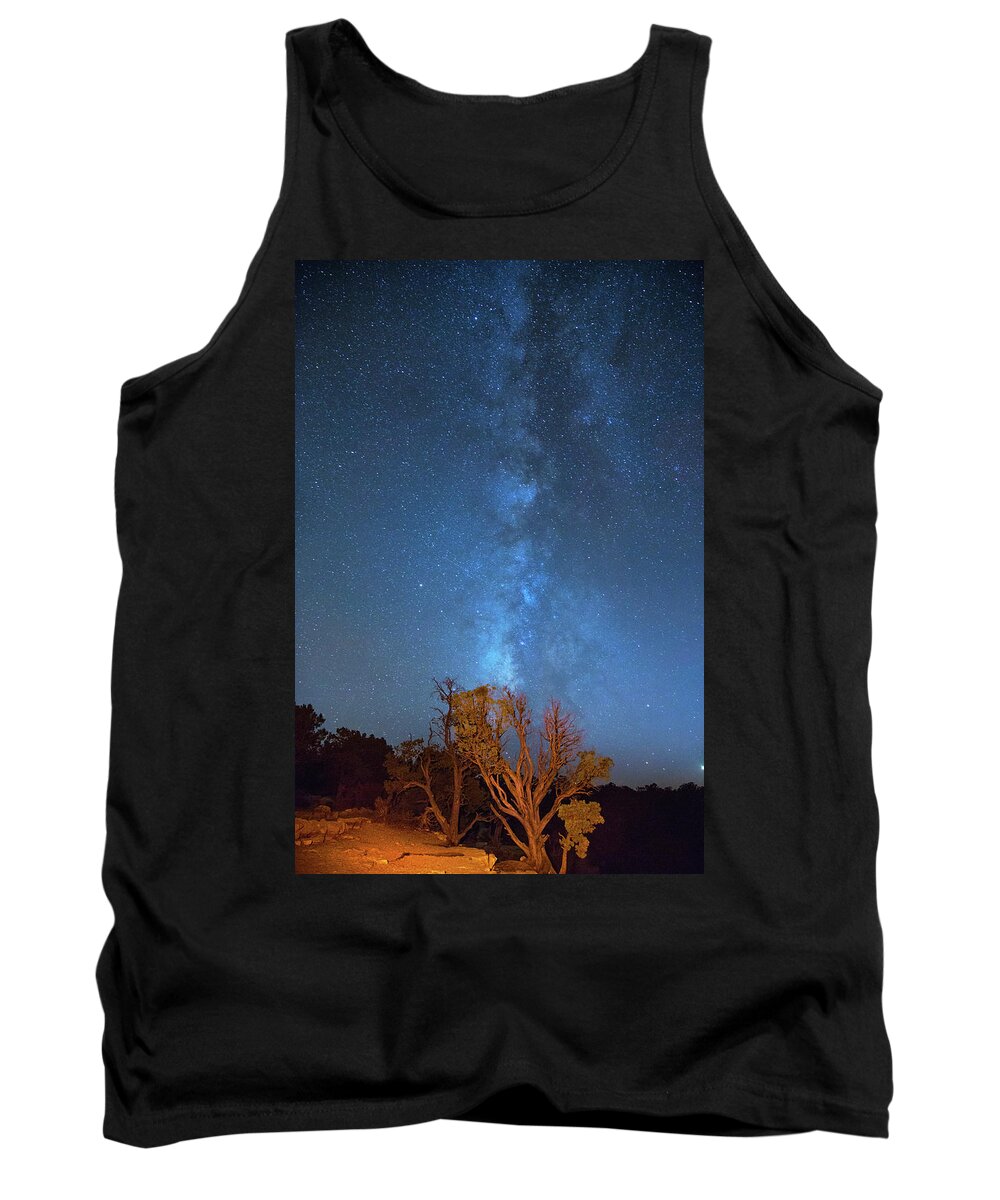 Grand Canyon Stars Tank Top featuring the photograph Milky way over the grand canyon by Kunal Mehra