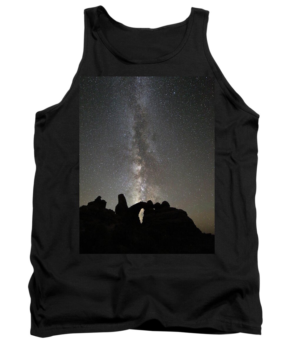 Milky Way Tank Top featuring the photograph Milky Way over Turret Arch by Jean Clark