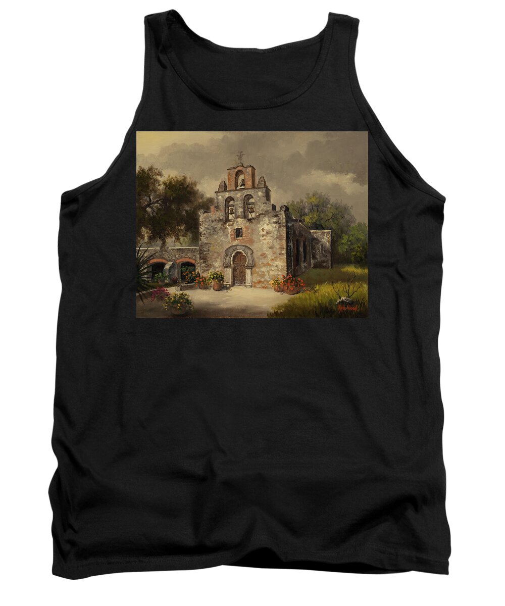Mission Tank Top featuring the painting Mission Espada by Kyle Wood