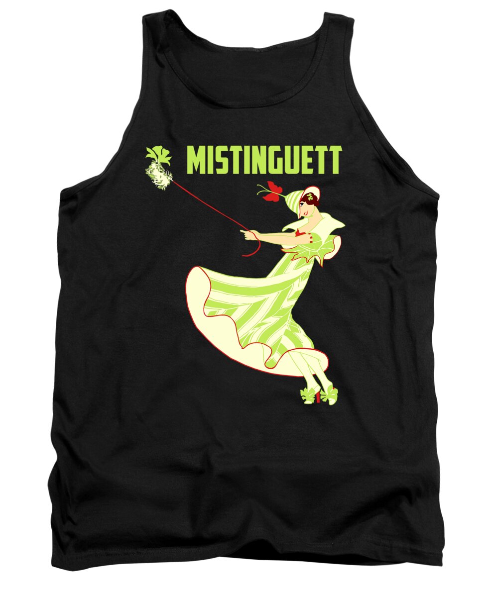 Flapper Tank Top featuring the drawing Mistinguett and her fluffy dog by Heidi De Leeuw